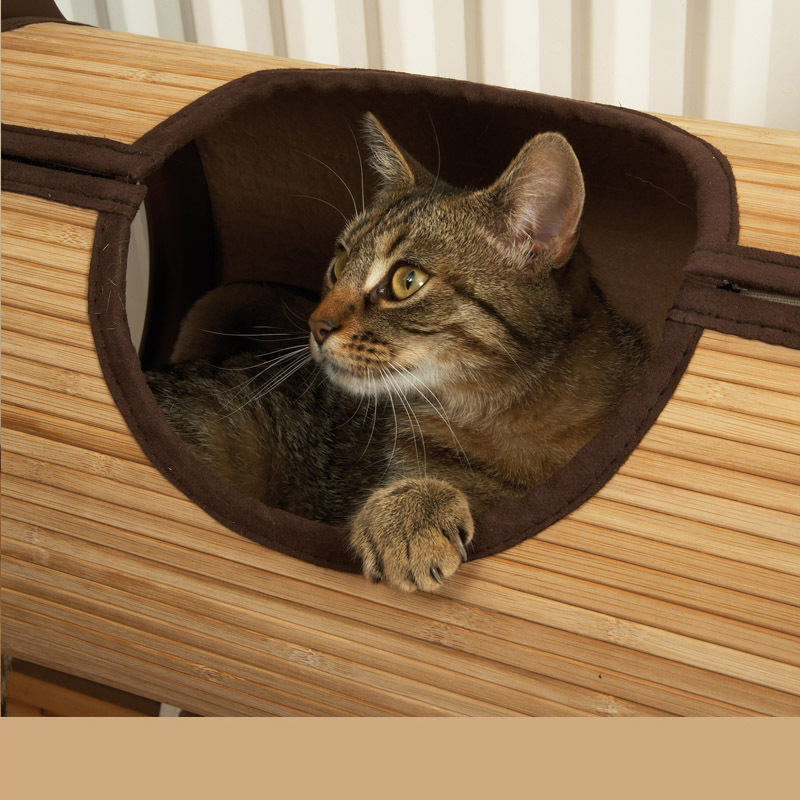 OnnPnnQ Natural Bamboo Radiator Cat Bed Tunnel hanging wall cat house Mat Habitat Cat scratch board Toys pet products3