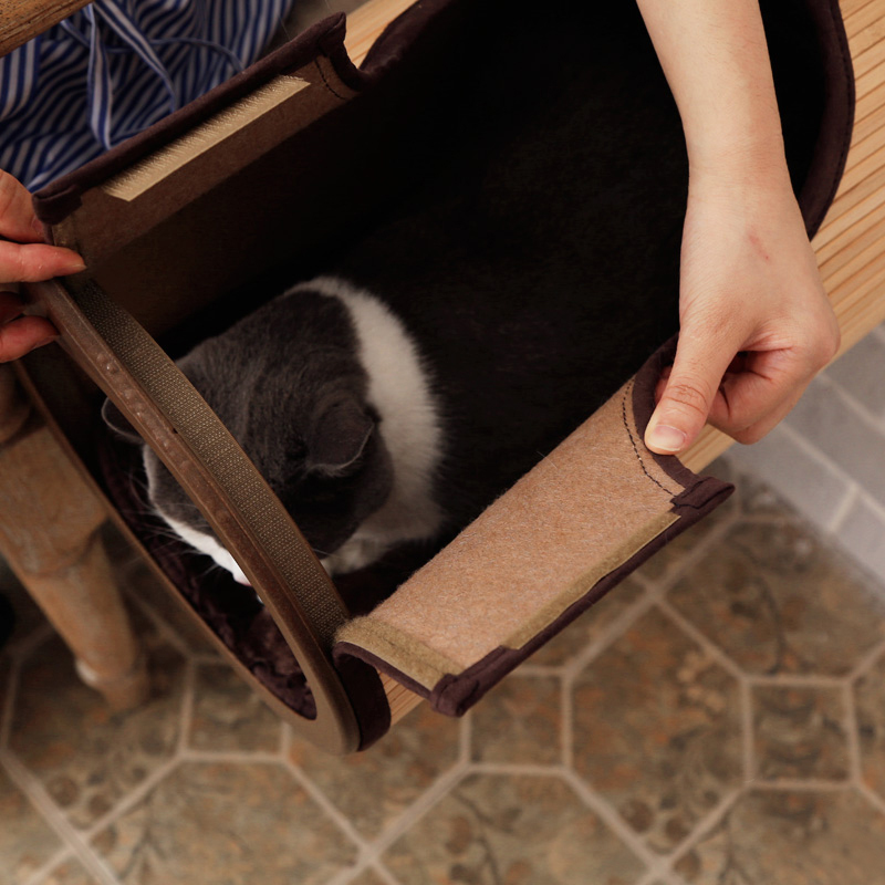 Natural Bamboo Radiator Cat Bed Home Tent Cat Tunnel Toys Hanging Wall Cat House Mat Habitat Cat Scratch Board Toys Pet Products5